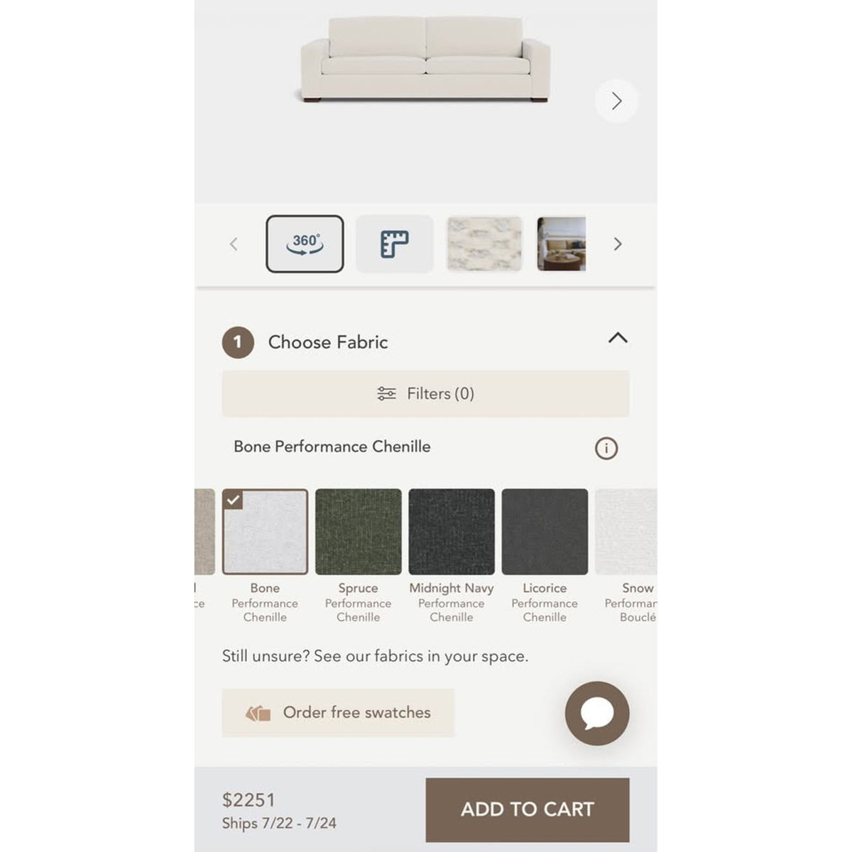 Albany Park Barton Sofa | Bone Performance Chenille | 101” Delivery Available