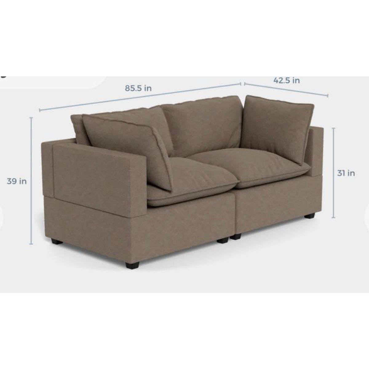 Albany Park Kova Pillow Cushion Sofa | Hazelnut Performance Bouclé | 86” Delivery Available