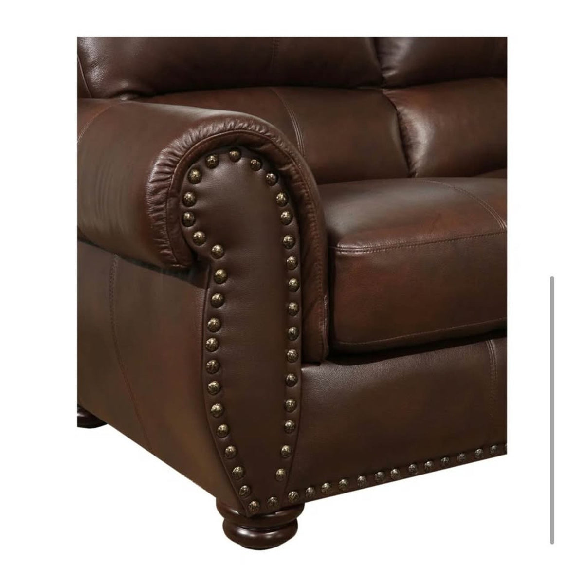 New 85” Genuine Leather Rolled Arm Sofa – New Open Box - Delivery Available