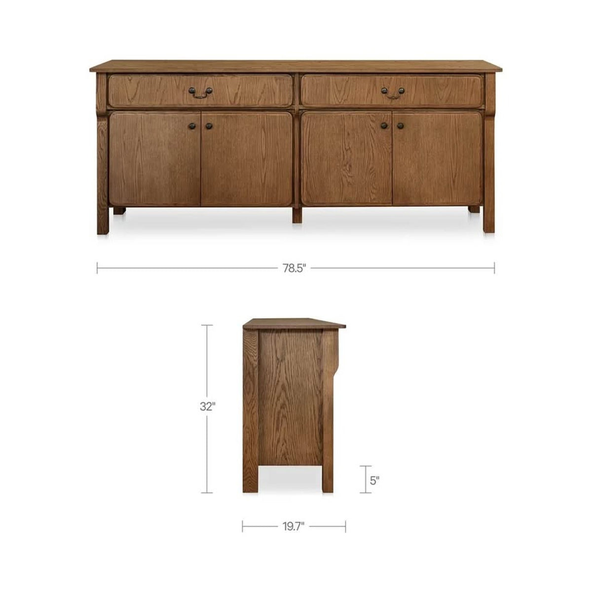 New Moe’s Home Collection Caroline 78.5” Solid Oak Sideboard – $3,610 Retail – Open Box - Delivery