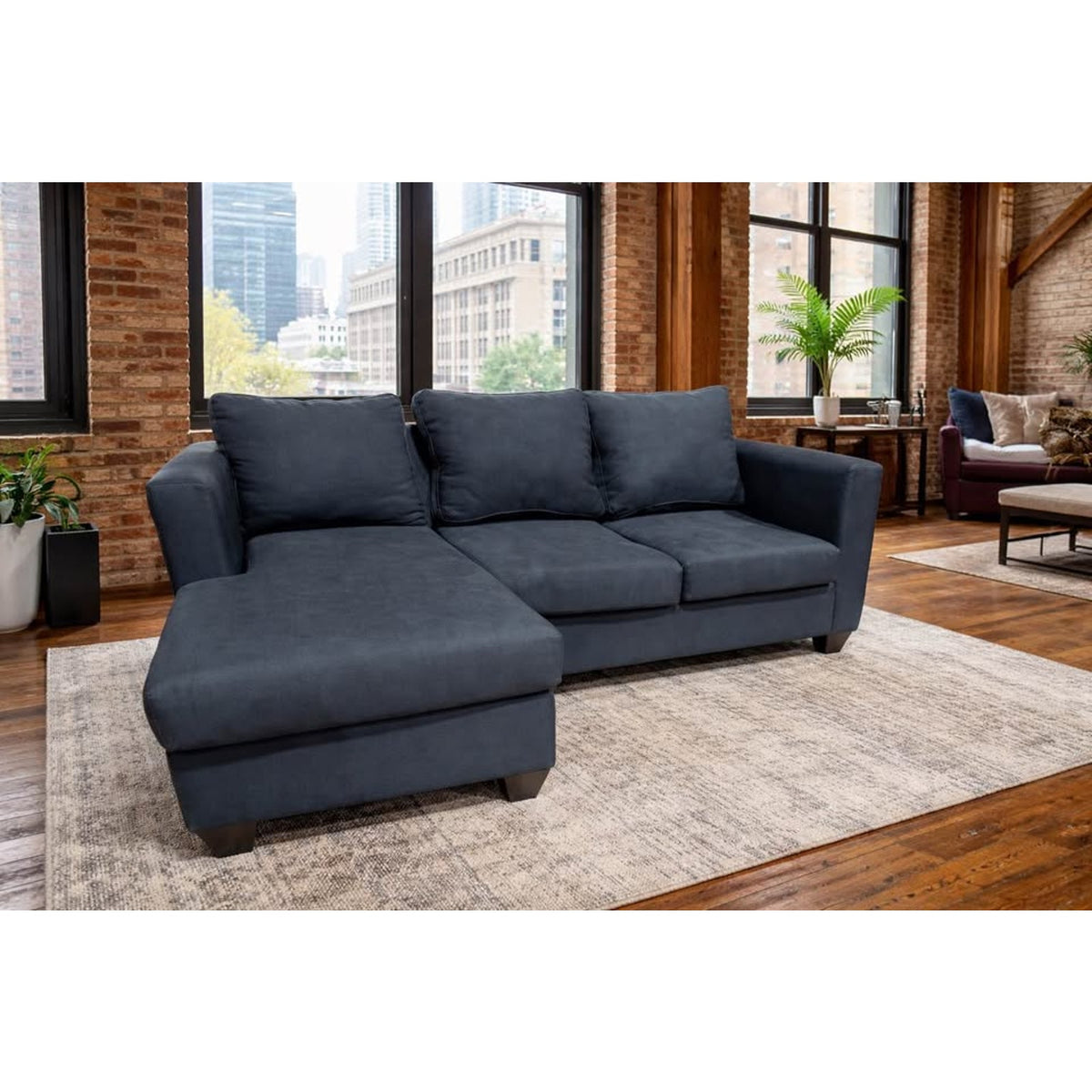 Black Reversible Sectional Sofa Couch - Chaise Lounge - Cleaned & Comfy - 2pcs Delivery Available
