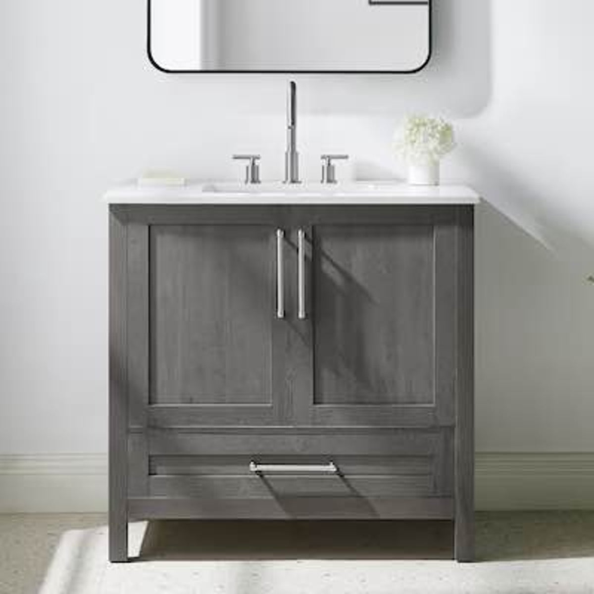 New 36” Grey Bathroom Vanity w/ White Stone Top – Open Box - Delivery Available