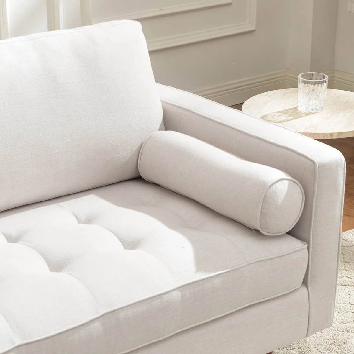 New AllModern Geo 84” Upholstered Sofa – Ivory Linen – $1,249 Retail – Delivery Available