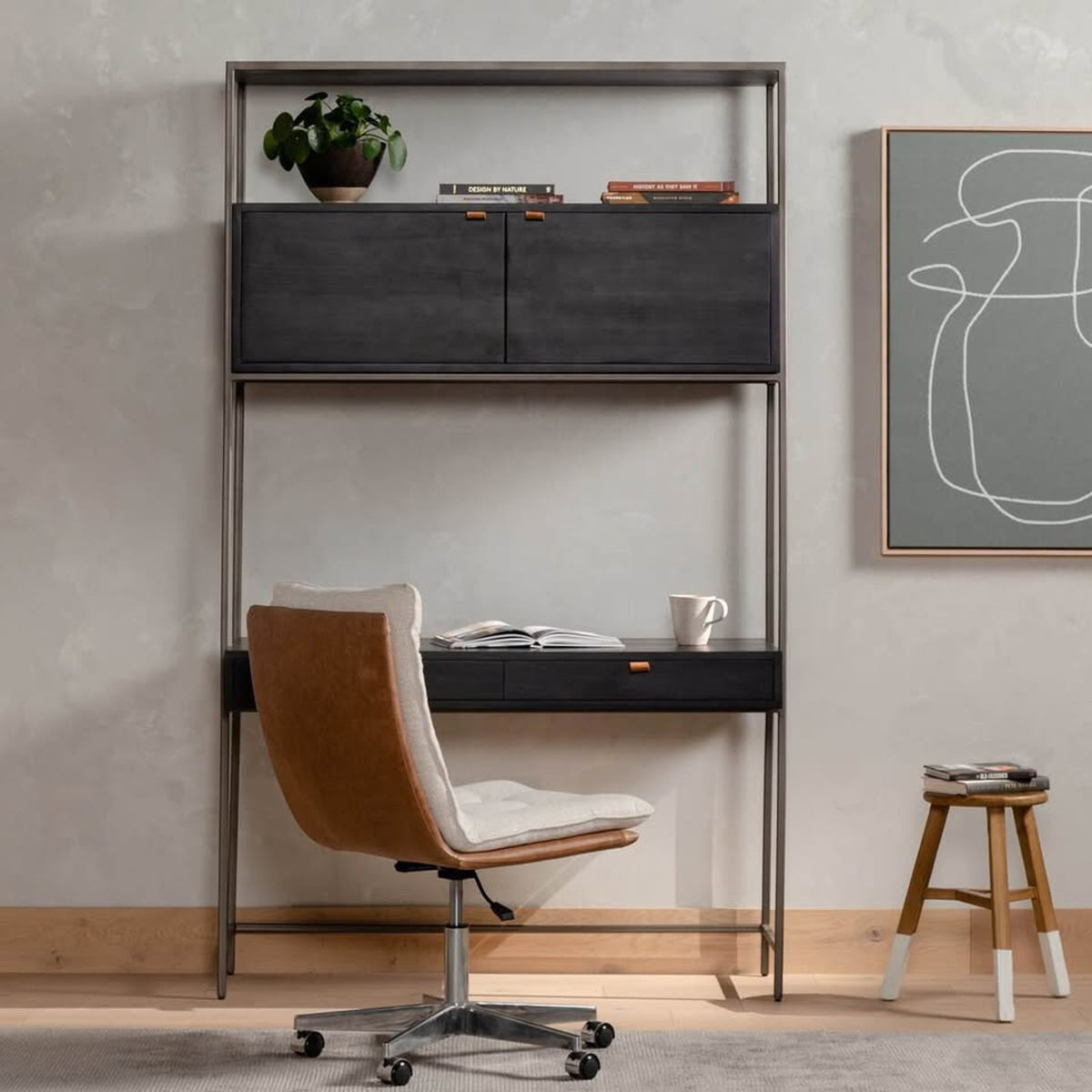 Four Hands Trey Modular Wall Desk – $2,749 Retail – Open Box – Black Ash - Delivery Available