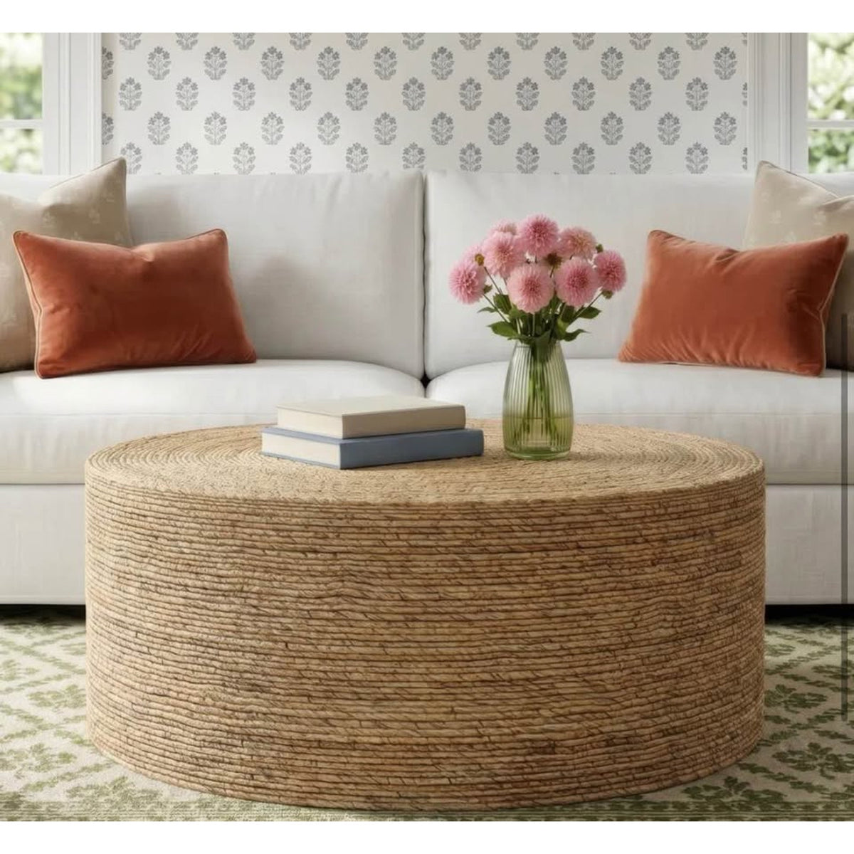 Birch Lane Evana Woven Drum Coffee Table – Open Box – Delivery Available