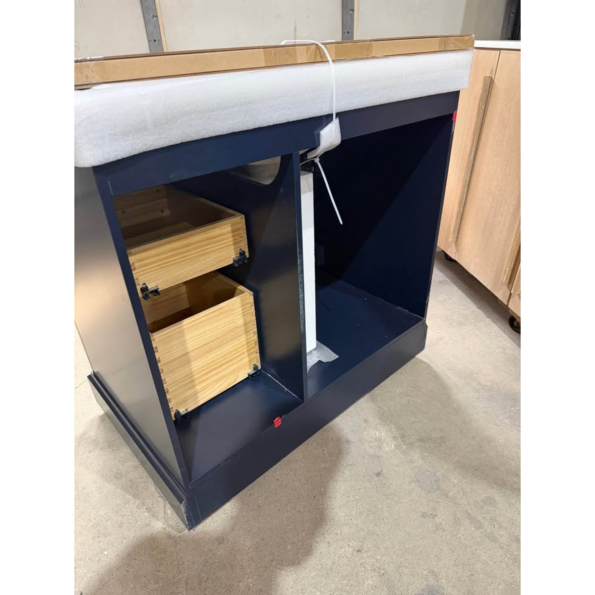 36” Navy Blue Bathroom Vanity with Marble-Look Sink Top – New Open Box - Delivery Available