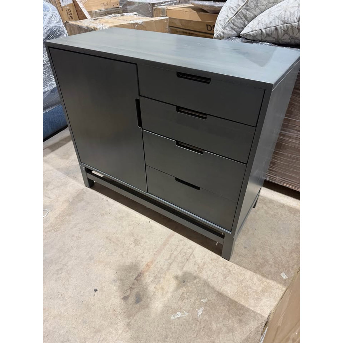 Modern Solid Wood Server Cabinet – Charcoal Gray | New Open Box $3300 Retail Delivery Available
