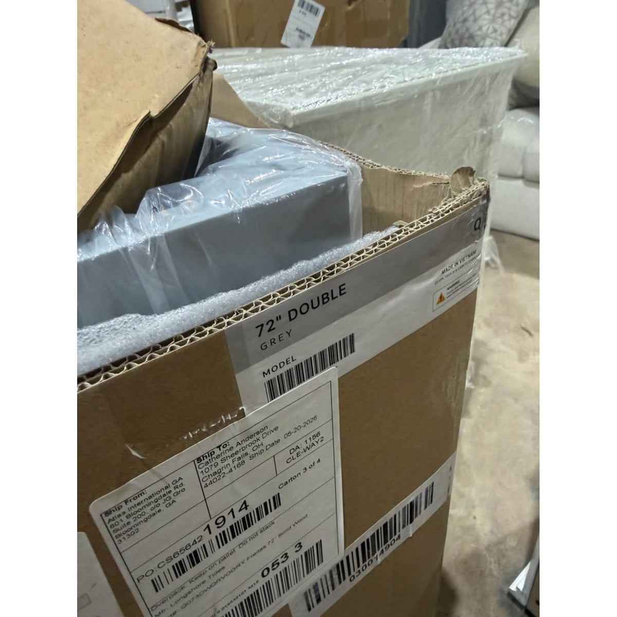 Longshore Tides Freitas 72” Double Bathroom Vanity | Gray | White Quartz Top | Delivery Available