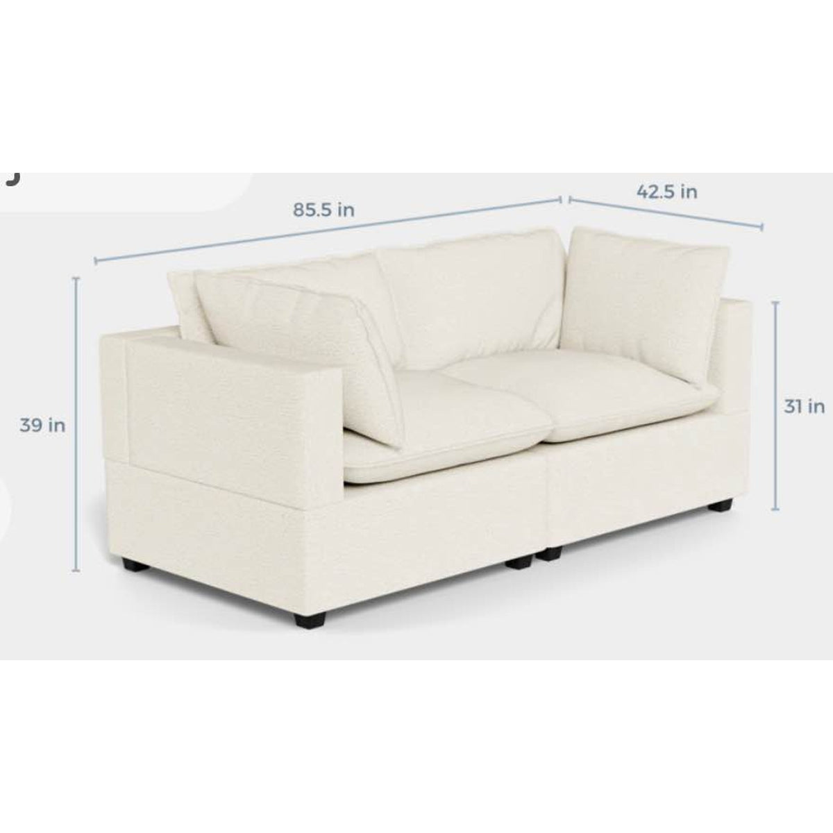 Albany Park Kova Pillow Cushion Sofa | Sand Performance Basketweave | 86” - Delivery Available