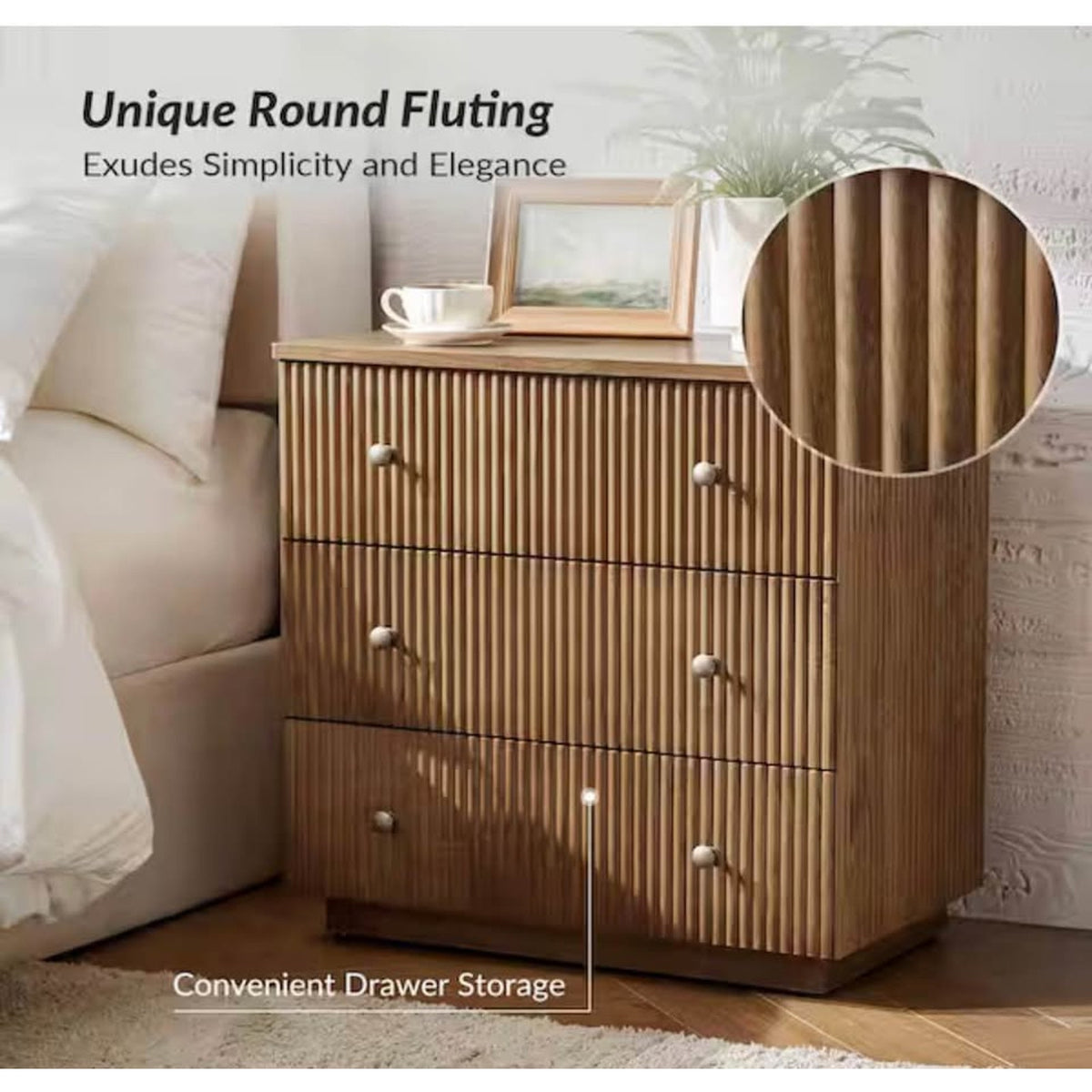 3-Drawer Nightstand - New open box - $469 Retail Solid Wood with Charging Station - Delivery