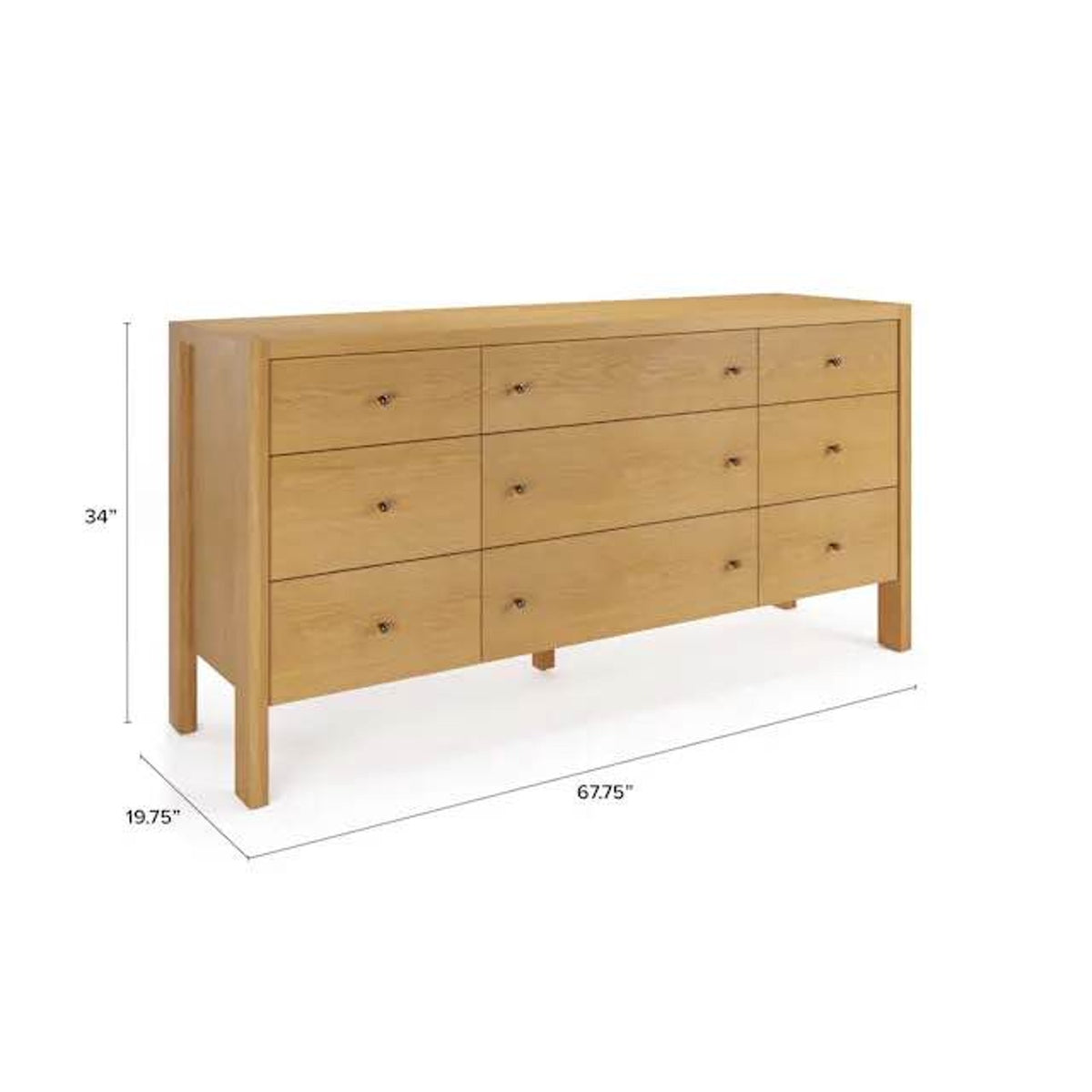 Article | 9-Drawer Triple Dresser | Cassie - Natural Oak | Retail $1799 Open Box Delivery Available