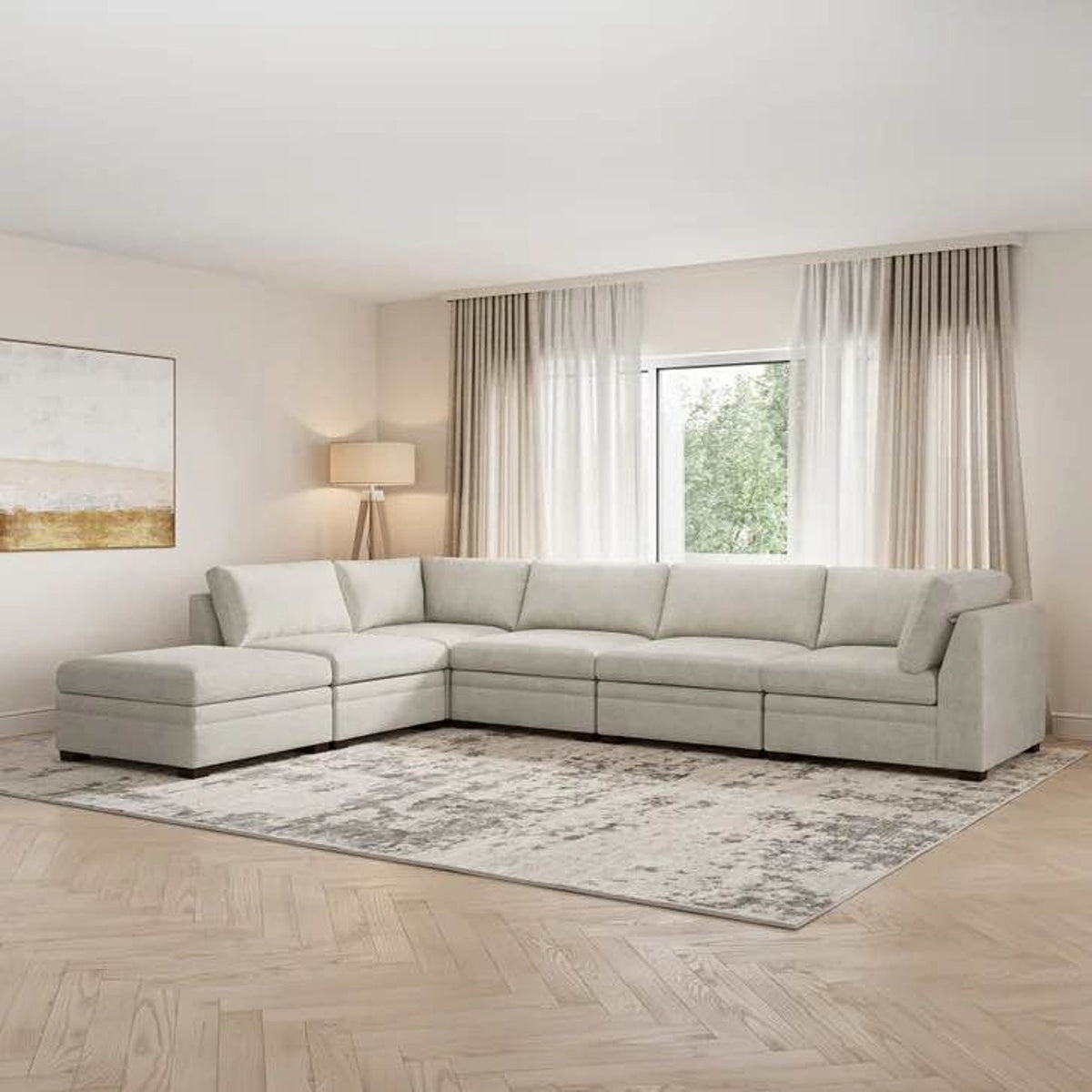 Thomasville Tisdale 6-Piece Modular Sectional Sofa w/ Storage Ottoman - Taupe Costco Sectional