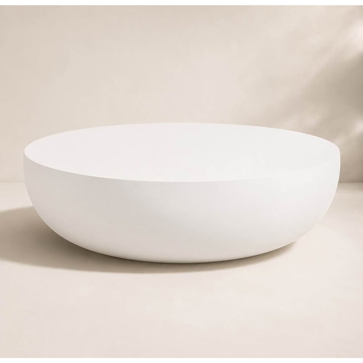 Four Hands Basil 48” Round Outdoor Coffee Table – Matte White | New Open Box - Delivery Available