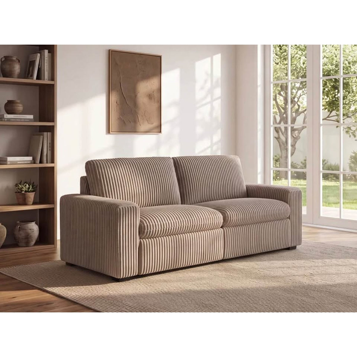 New 87” Dual Power Reclining Corduroy Loveseat – Mushroom Taupe – Retail $1,599 – Delivery Available