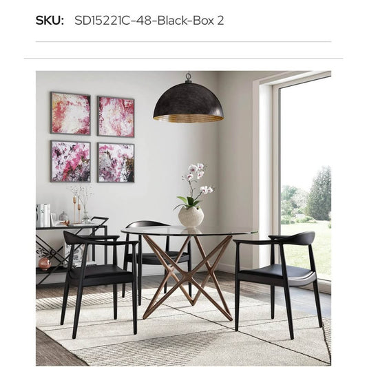 48” Glass Top Dining Table - New “Open Box” $1200 Retail - Black Base - 2pcs - Delivery Available