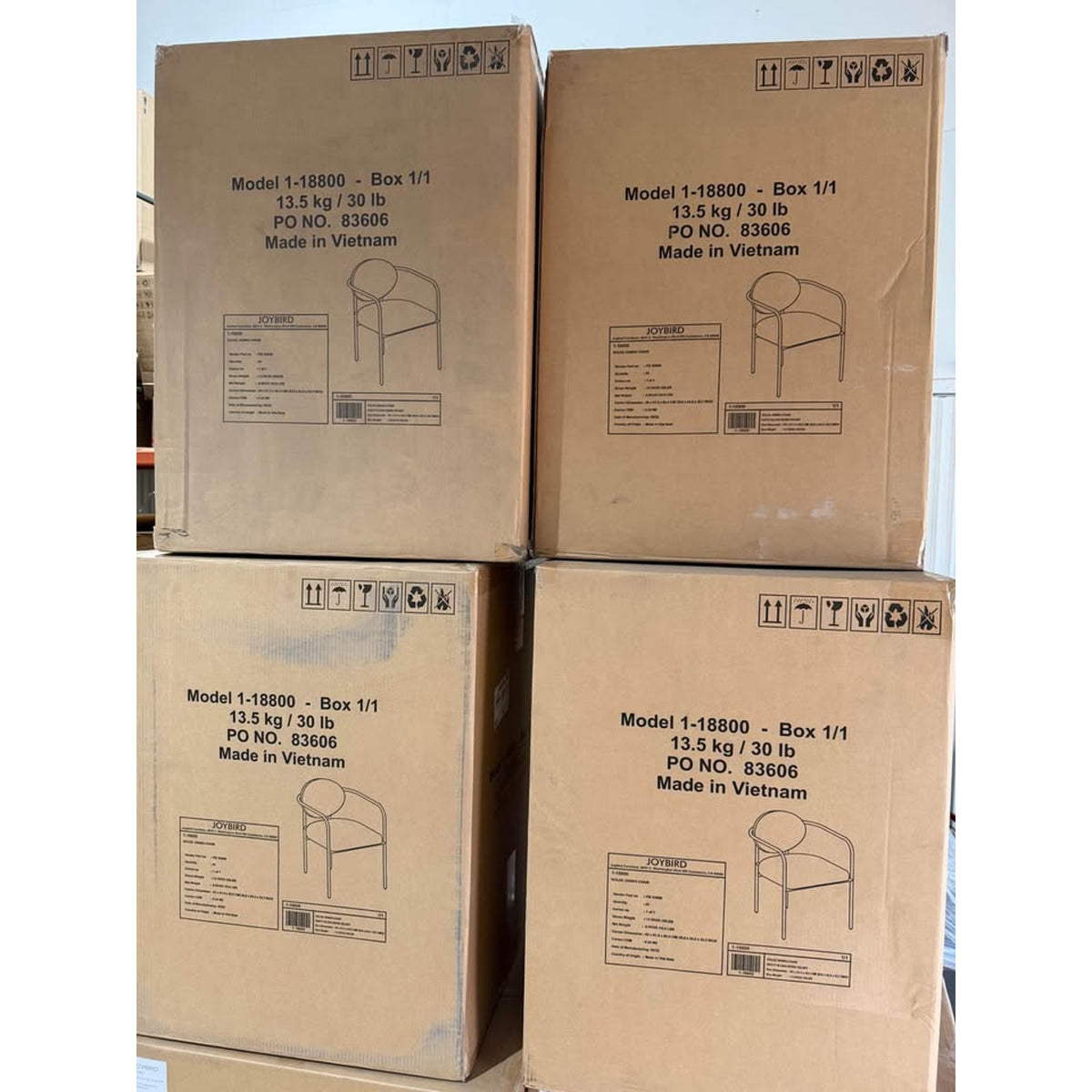 Joybird Dining Chairs (4) - New in Box - Dusty Blush (pink) Velvet & Brass Legs - Delivery Available