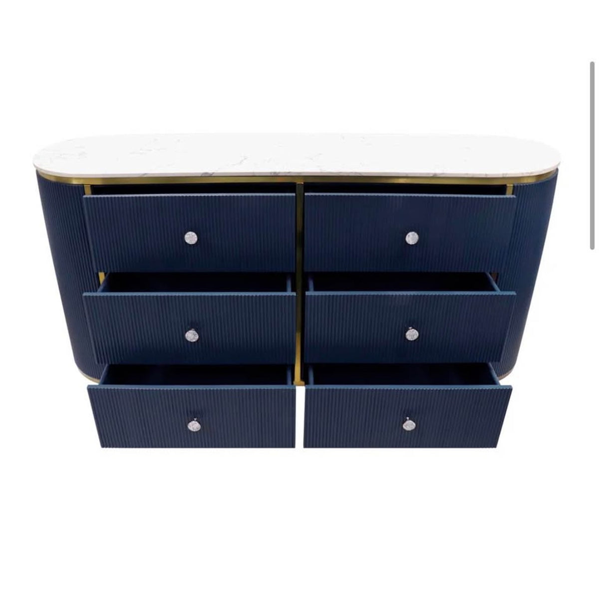 New 59” Marble Top Sideboard – Navy & Gold – Retail $4,230 – Delivery Available