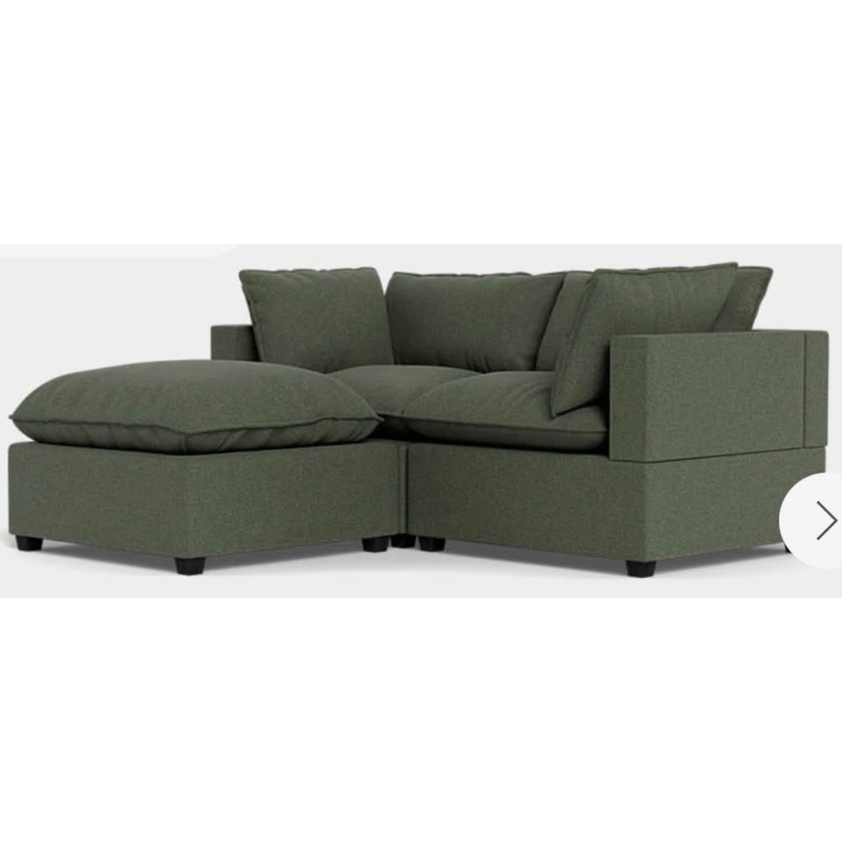 Albany Park Kova Pillow Cushion Sofa + Ottoman | Spruce Performance Chenille | 86” Delivery Avail