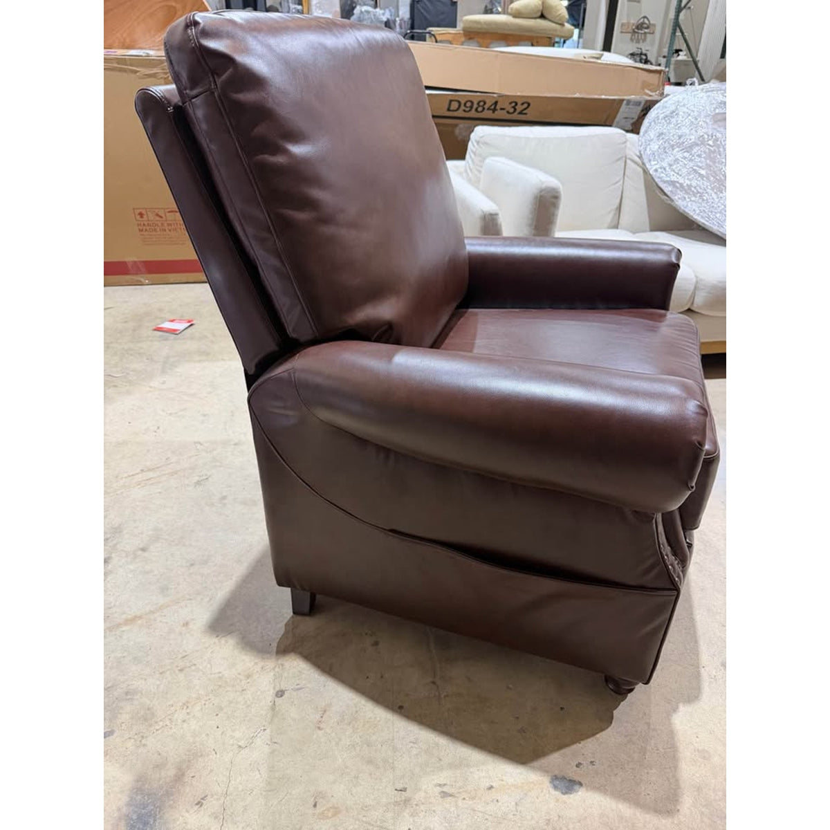 Traditional Push-Back Recliner – Brown Faux Leather – New Open Box - Delivery Available