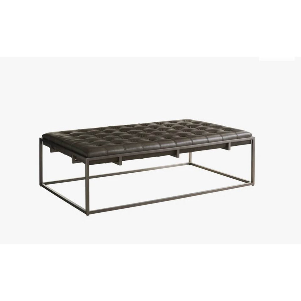 Designer Ottoman 58”x35” Leather Top & Iron Base $2369 Retail “open box” Delivery Available