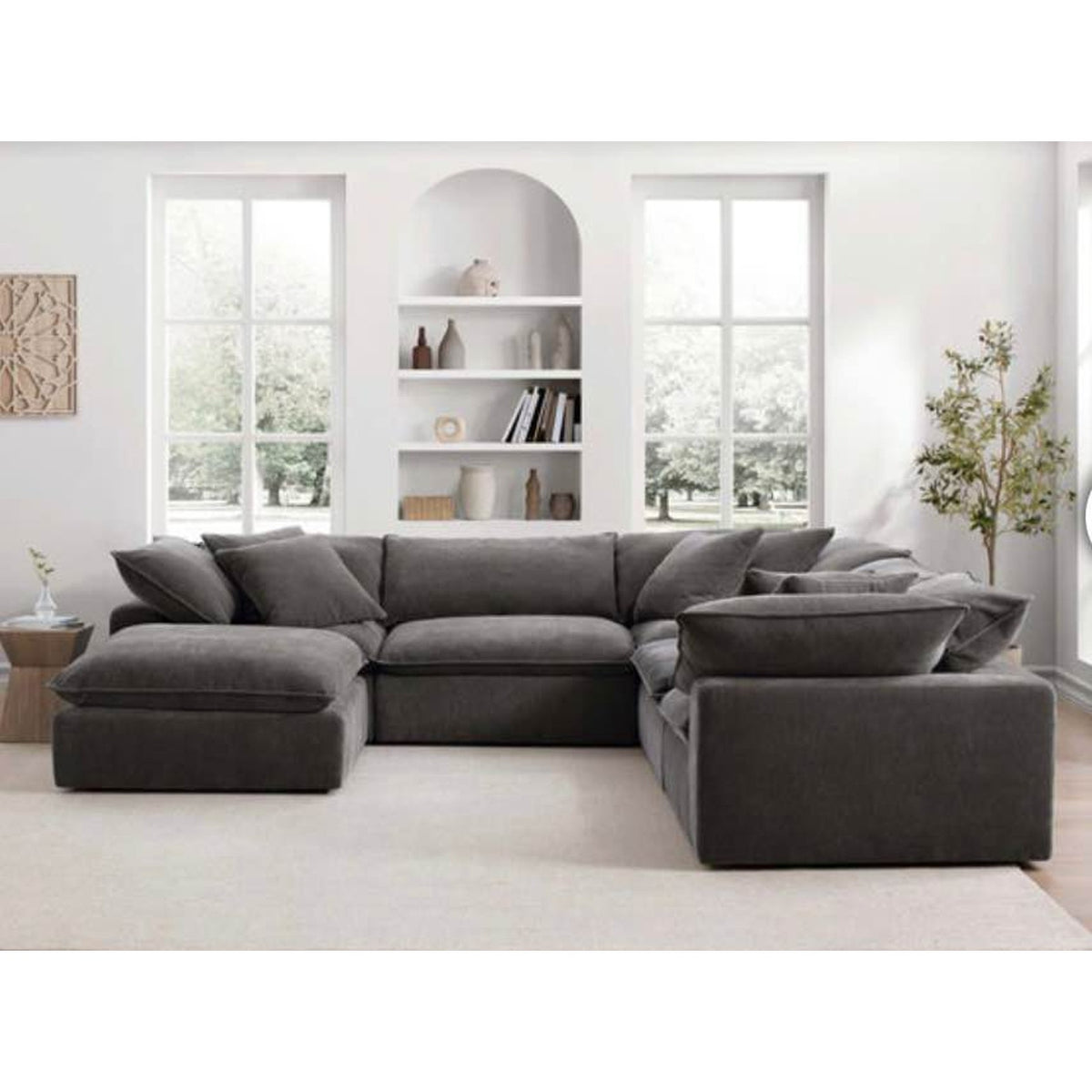 Sereen 6-Piece Modular Sectional Sofa | Dark Gray | Oversized Deep Seat Cloud Style Couch