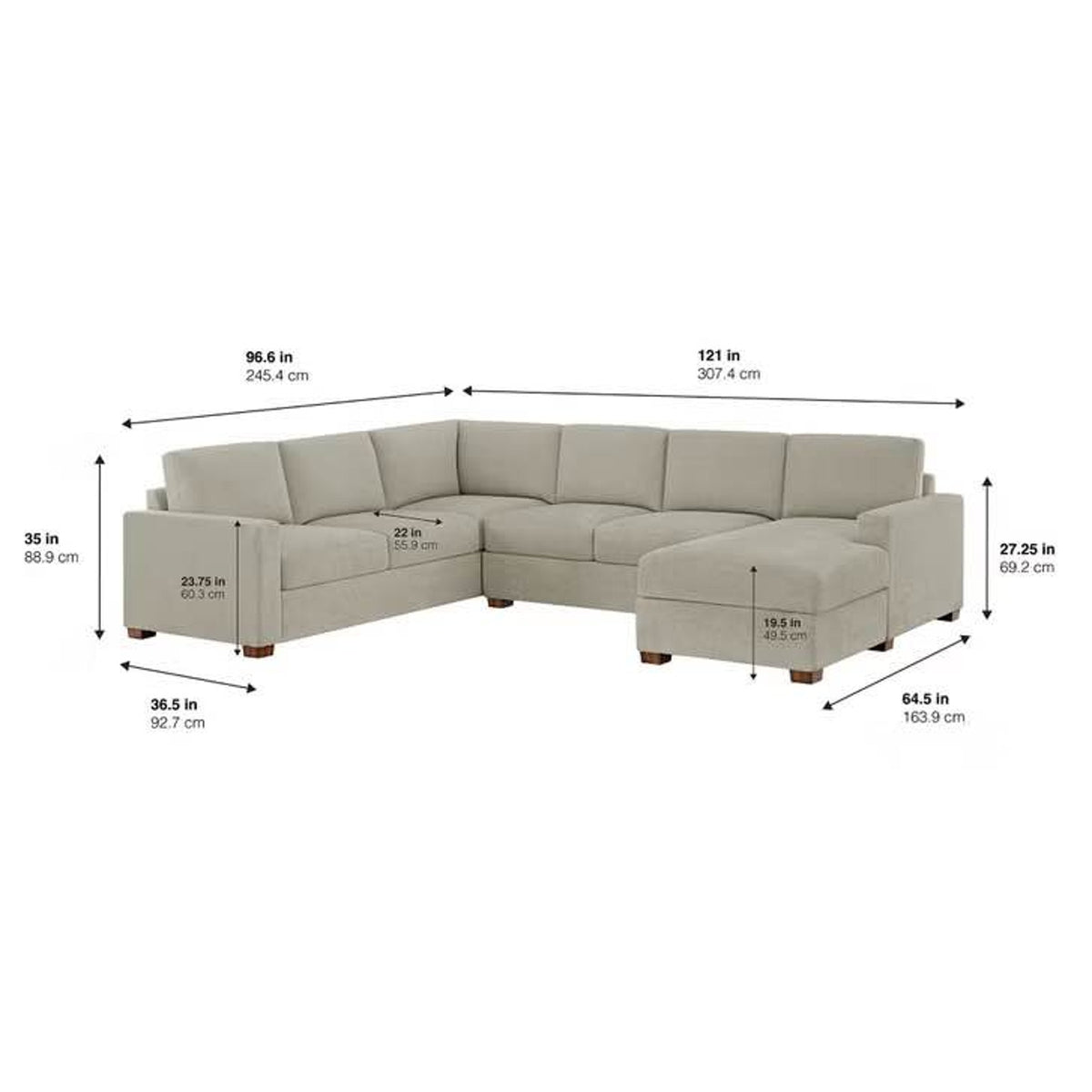 Thomasville Glenn Fabric Sectional w/ Storage Chaise – $1,999 Retail – Delivery Available