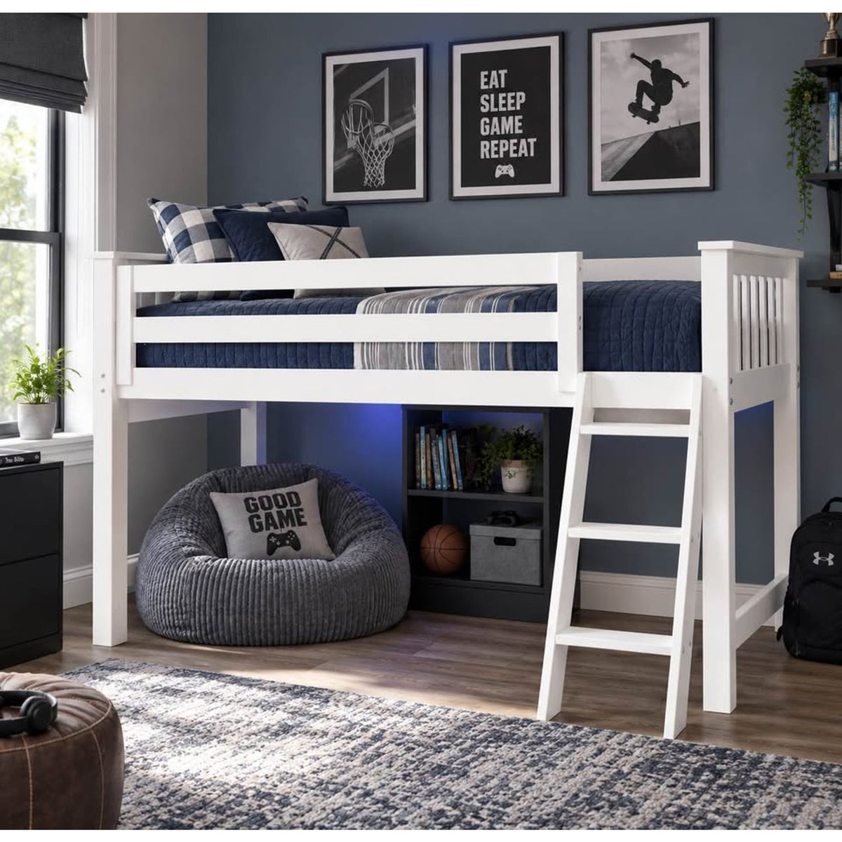 New White Solid Wood Twin Loft Bed – Open Bottom – Retail $929 – Delivery Availablee