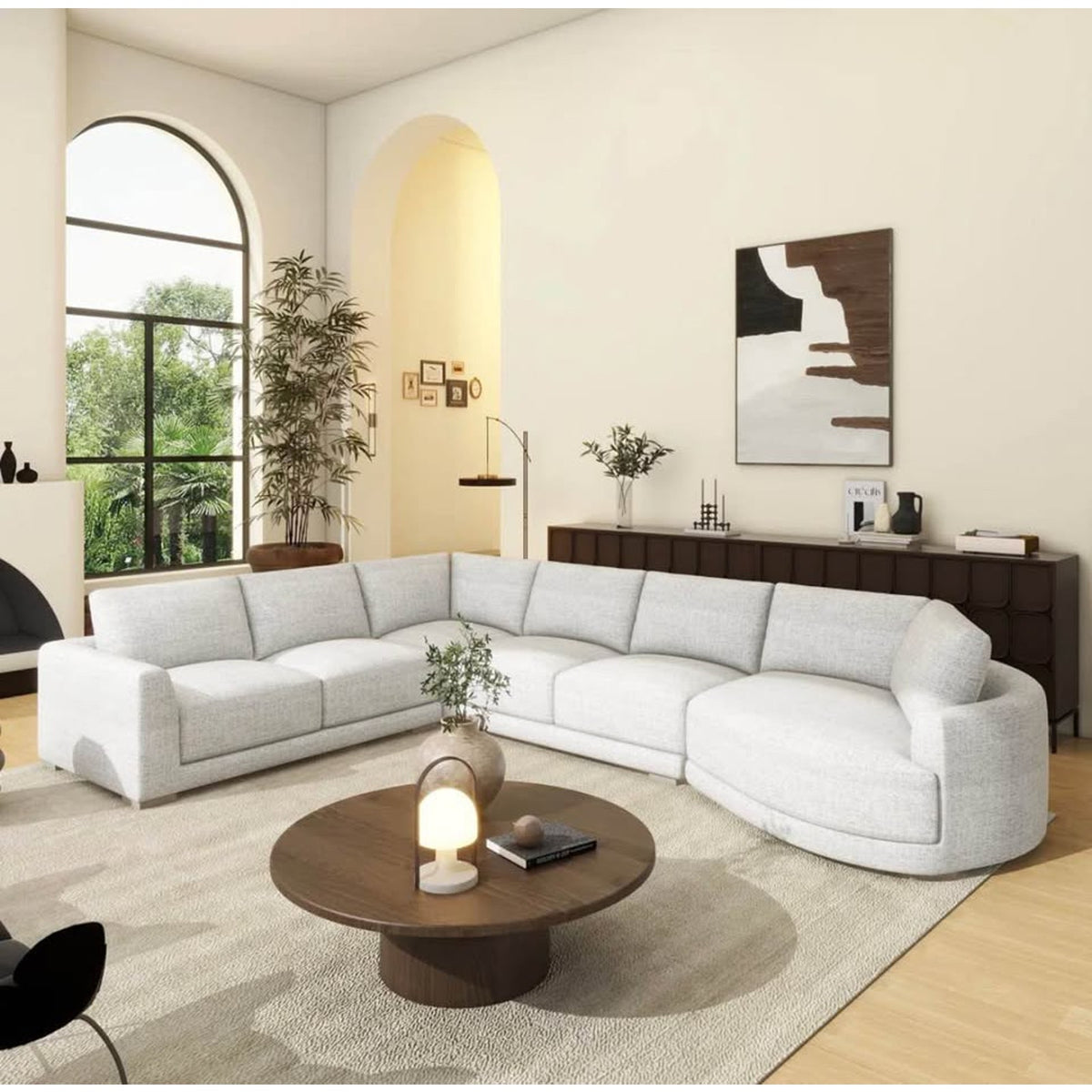 Modern Curved Gray 4 Piece Sectional - Open Box - $3,200 Retail - Delivery Available