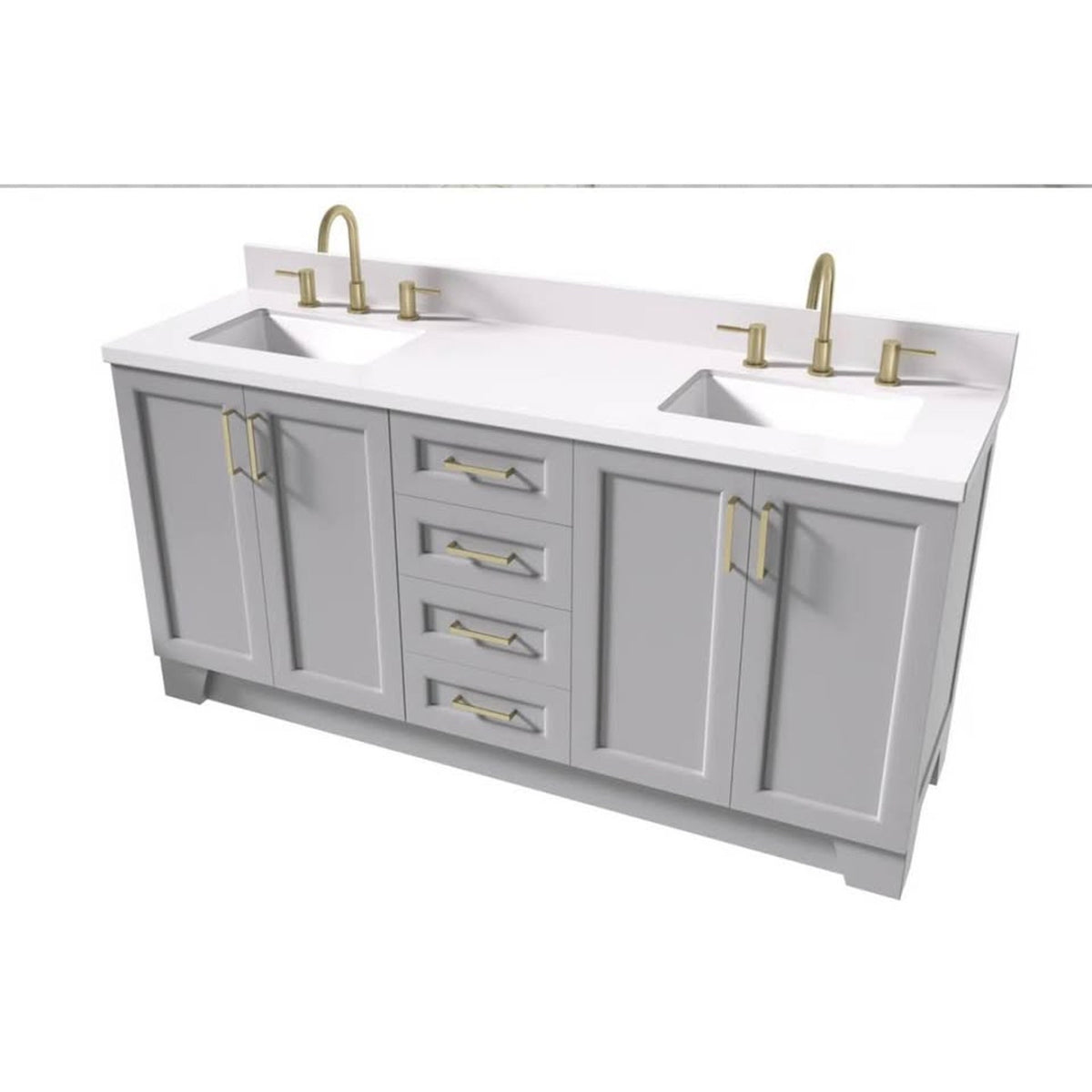 Longshore Tides Freitas 72” Double Bathroom Vanity | Gray | White Quartz Top | Delivery Available