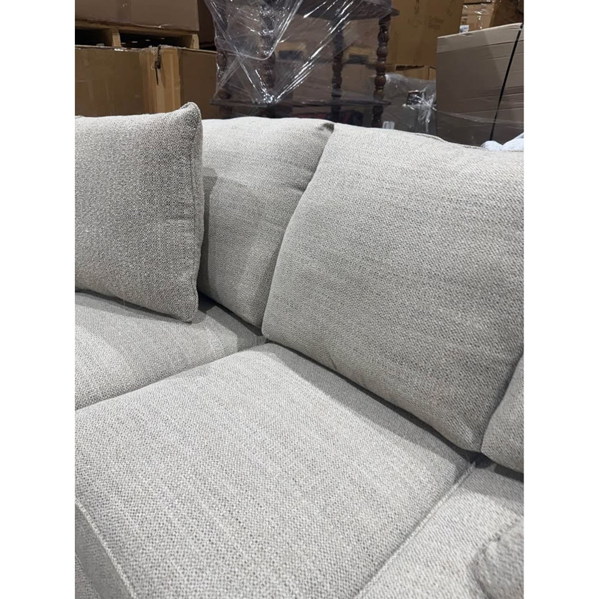 New Craftmaster Upholstered Sofa – Neutral Beige Textured Fabric | Made in USA Delivery Available
