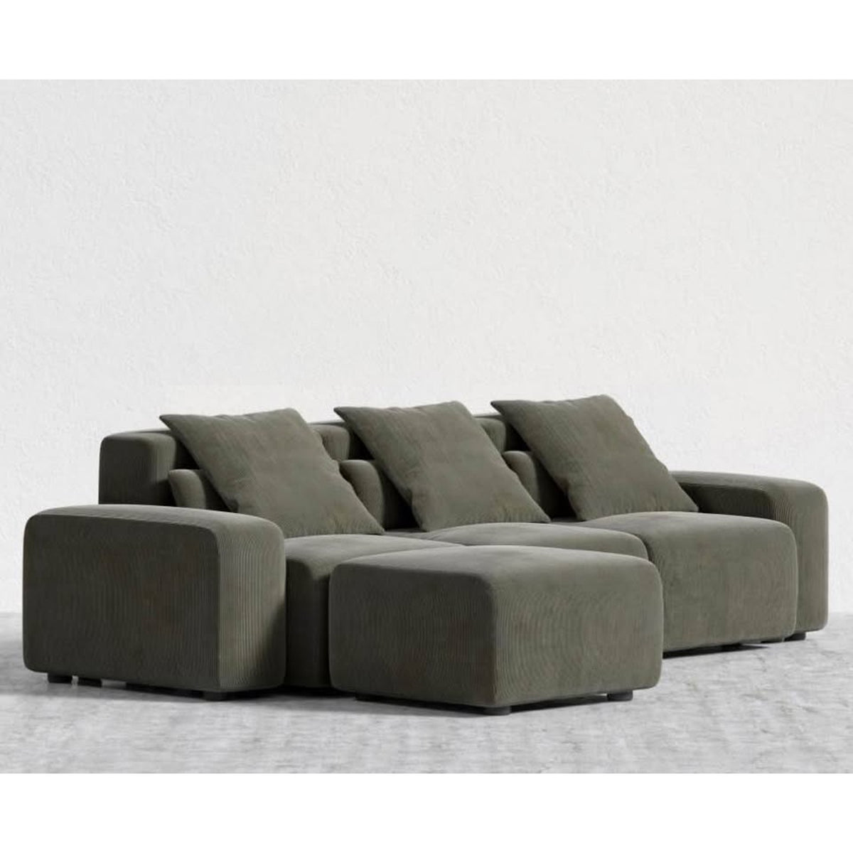 New Rove Concepts Kaye Collection 
Modern Evergreen Corduroy Modular Sectional Sofa - Delivery