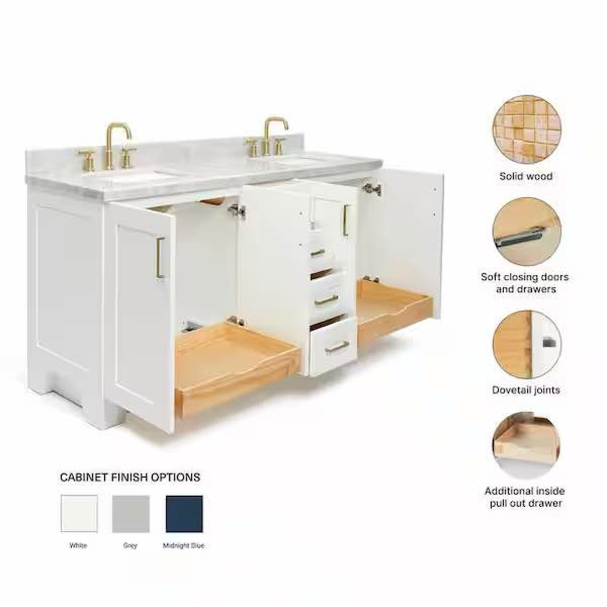 New 72” Double Sink Bathroom Vanity –White Base $2,289 Retail – Open Box – Delivery Available