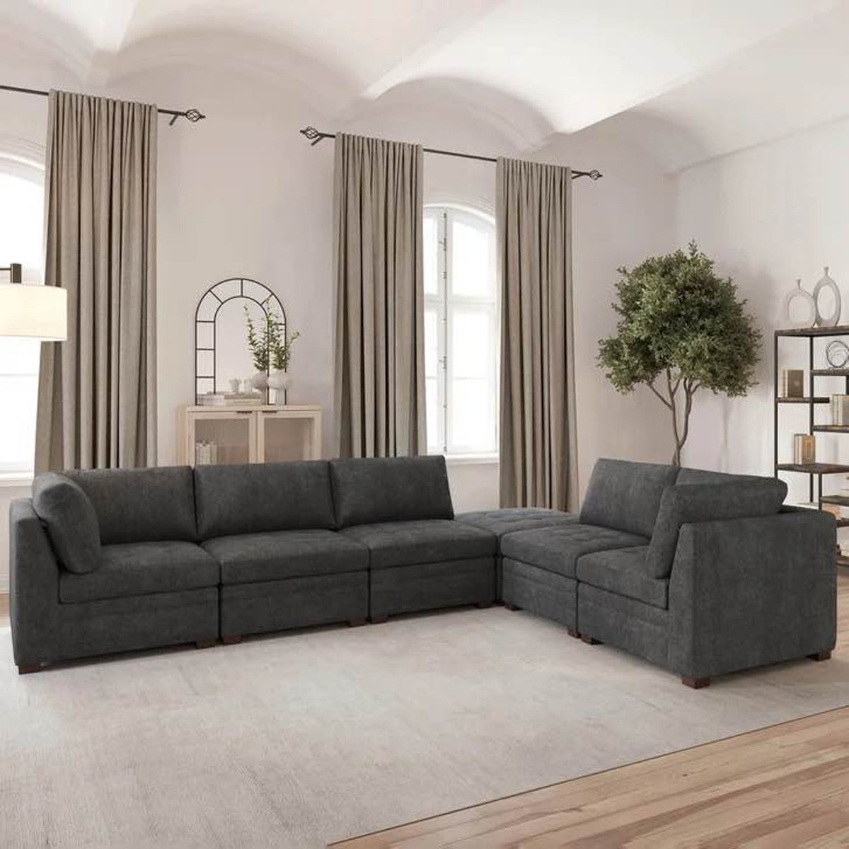 Thomasville Tisdale 6-Piece Modular Sectional with Storage Ottoman – Dark Gray Costco Sectional