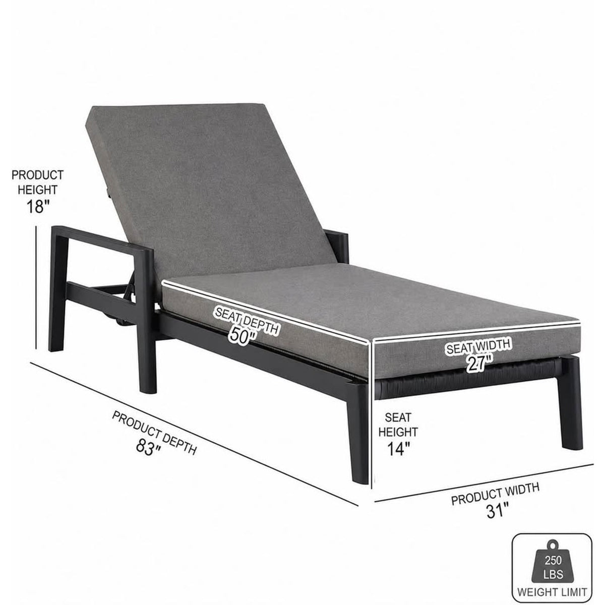 ☀️ Armen Living Adjustable Outdoor Chaise Lounge Chairs (2) Aluminum $2800 Retail Delivery Available