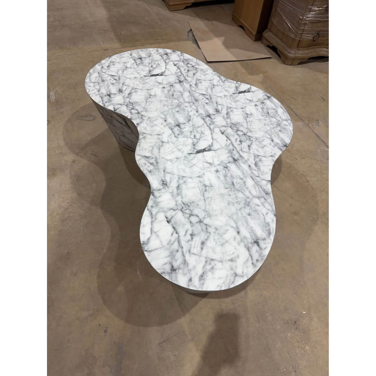 59” Sculptural Cloud Coffee Table | Faux Marble Waterfall Design | Retail $1,299 Delivery Available