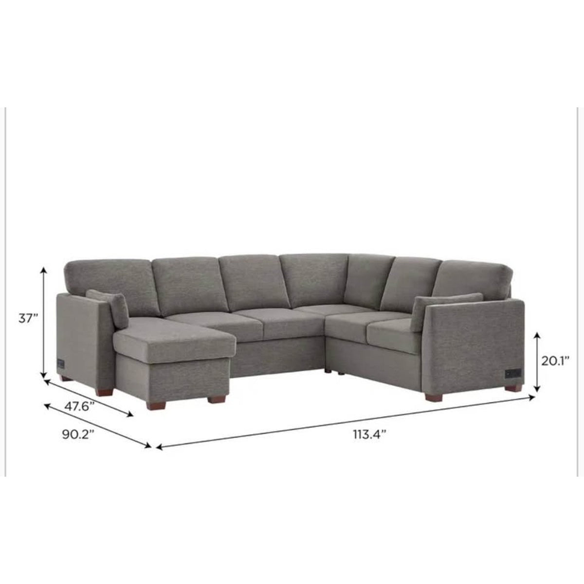 Coddle Luke Sleeper Sectional with Reversible Chaise & Storage | Costco | Dark Gray | Queen Sleeper