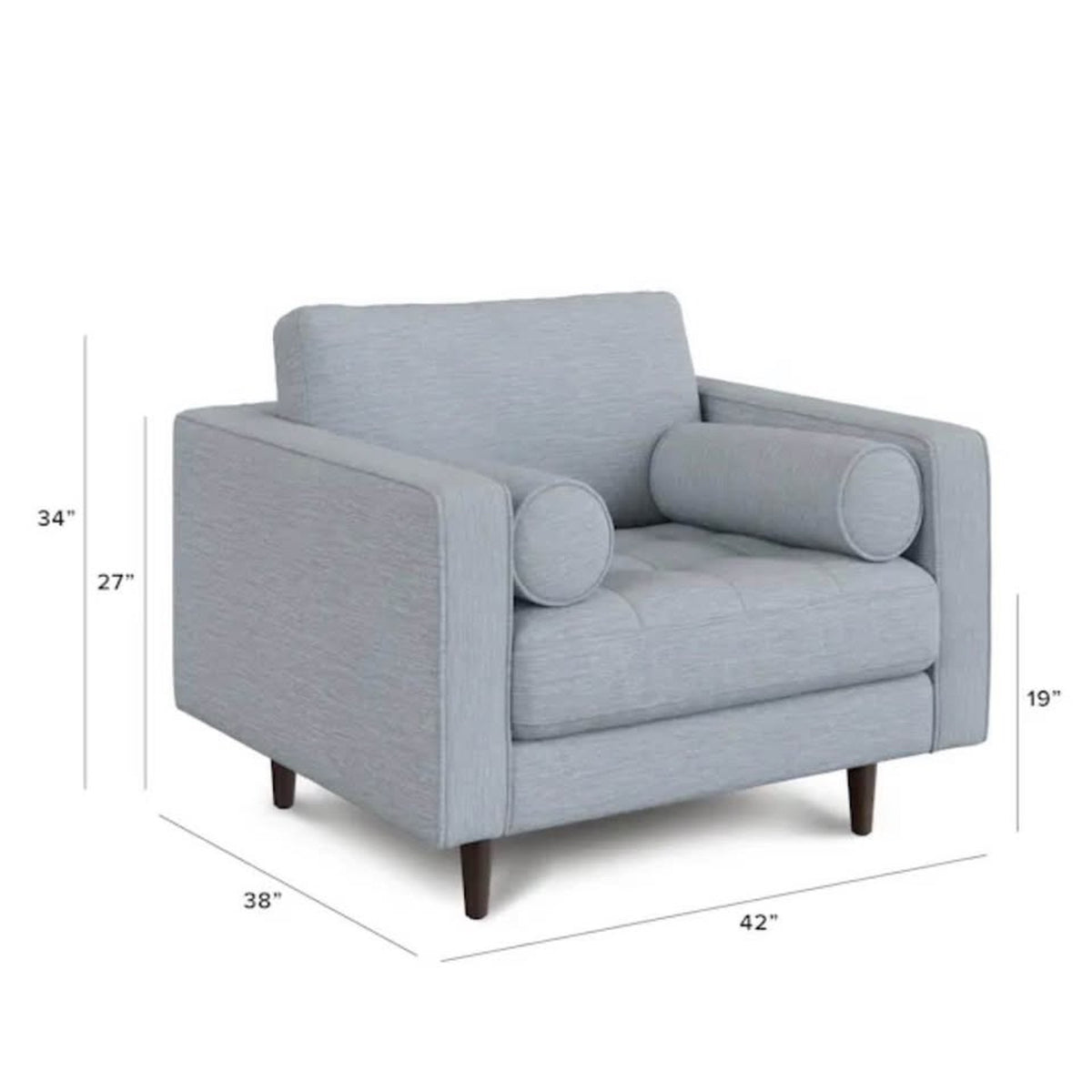 Article Sven Tufted Lounge Chair – Silver Light Blue Open Box $1099 Retail - Delivery Available