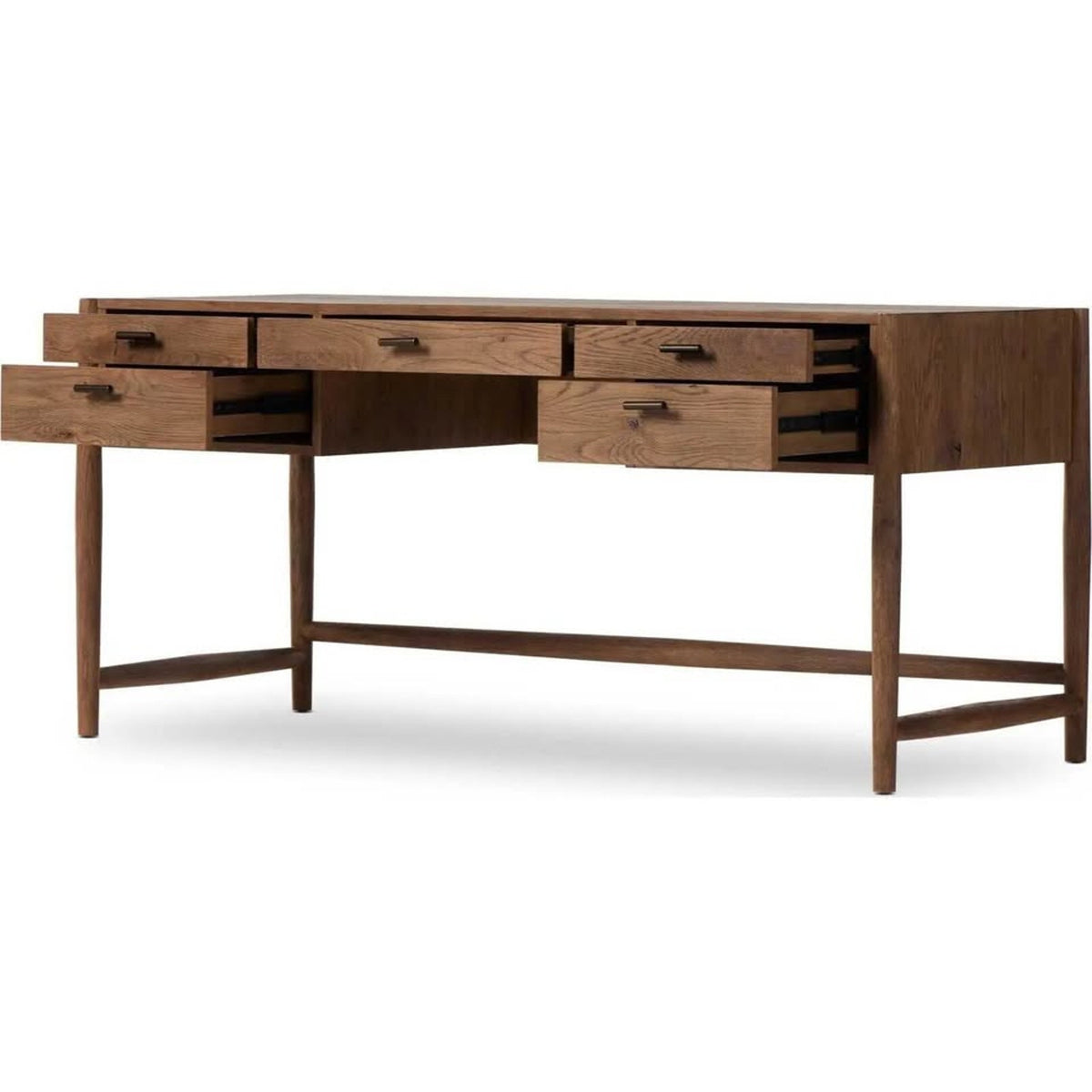 Four Hands Glenview Solid Wood Writing Desk – Weathered Oak Executive Office Desk