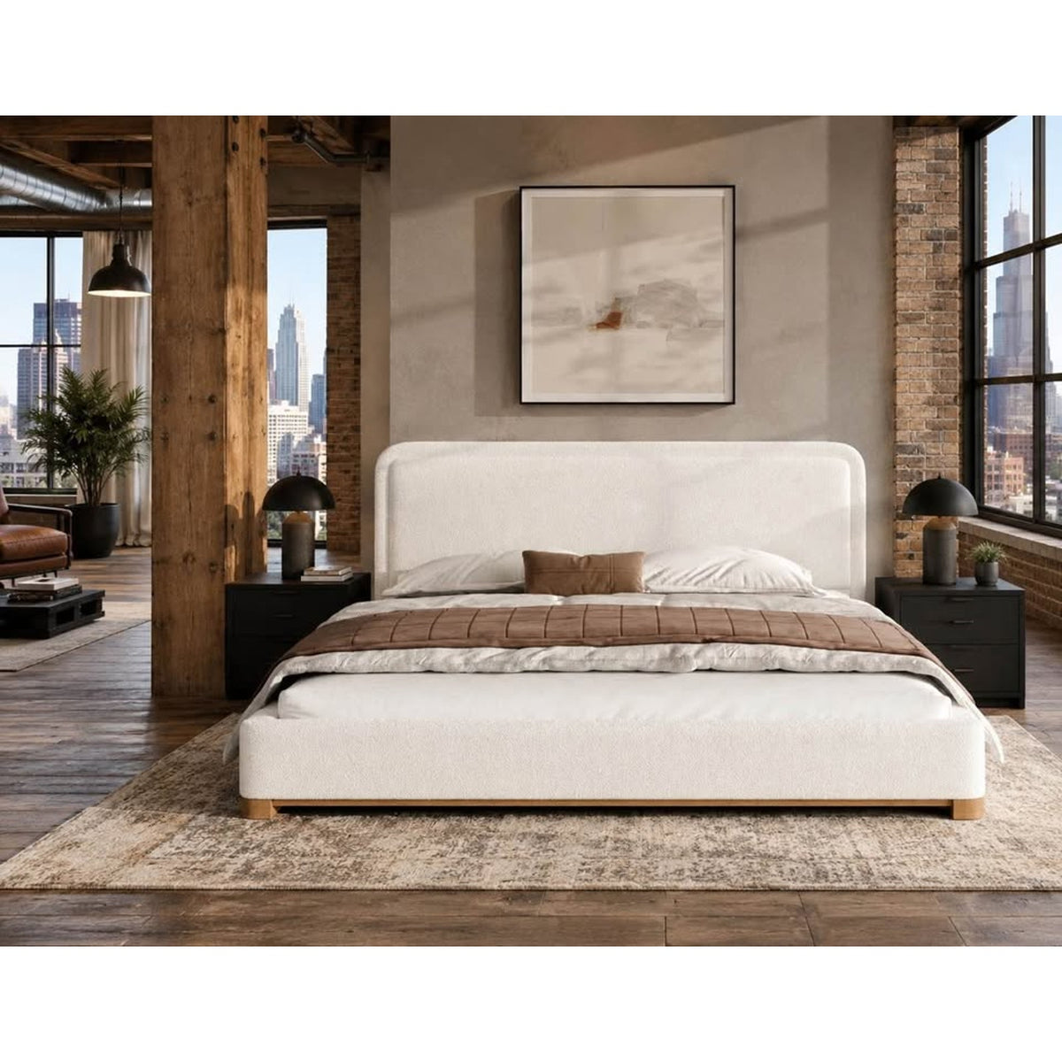 Circle 55 King Upholstered Platform Bed – Delphi Fabric | New Open Box - Delivery Available