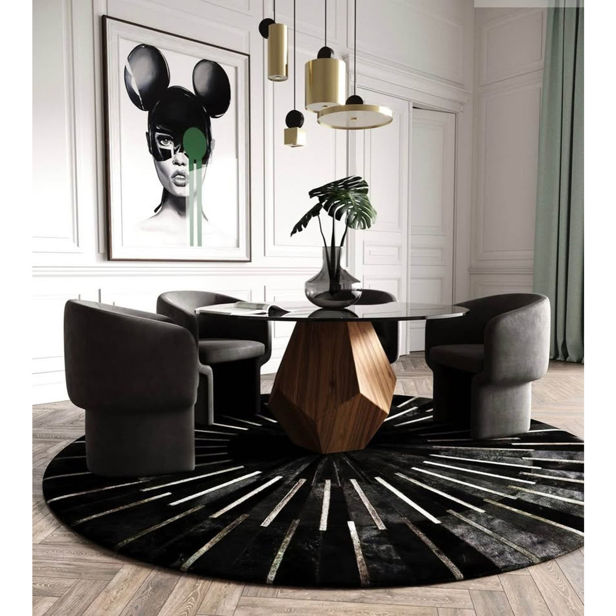 Modrest Rackham 59” Round Smoked Glass Dining Table – $1,739 Retail – Delivery Available