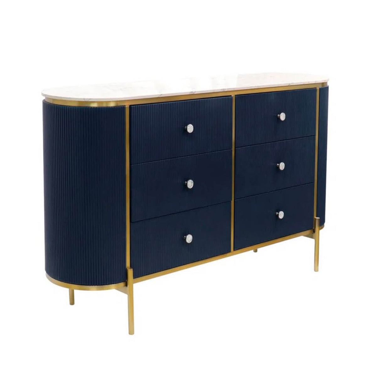 New 59” Marble Top Sideboard – Navy & Gold – Retail $4,230 – Delivery Available