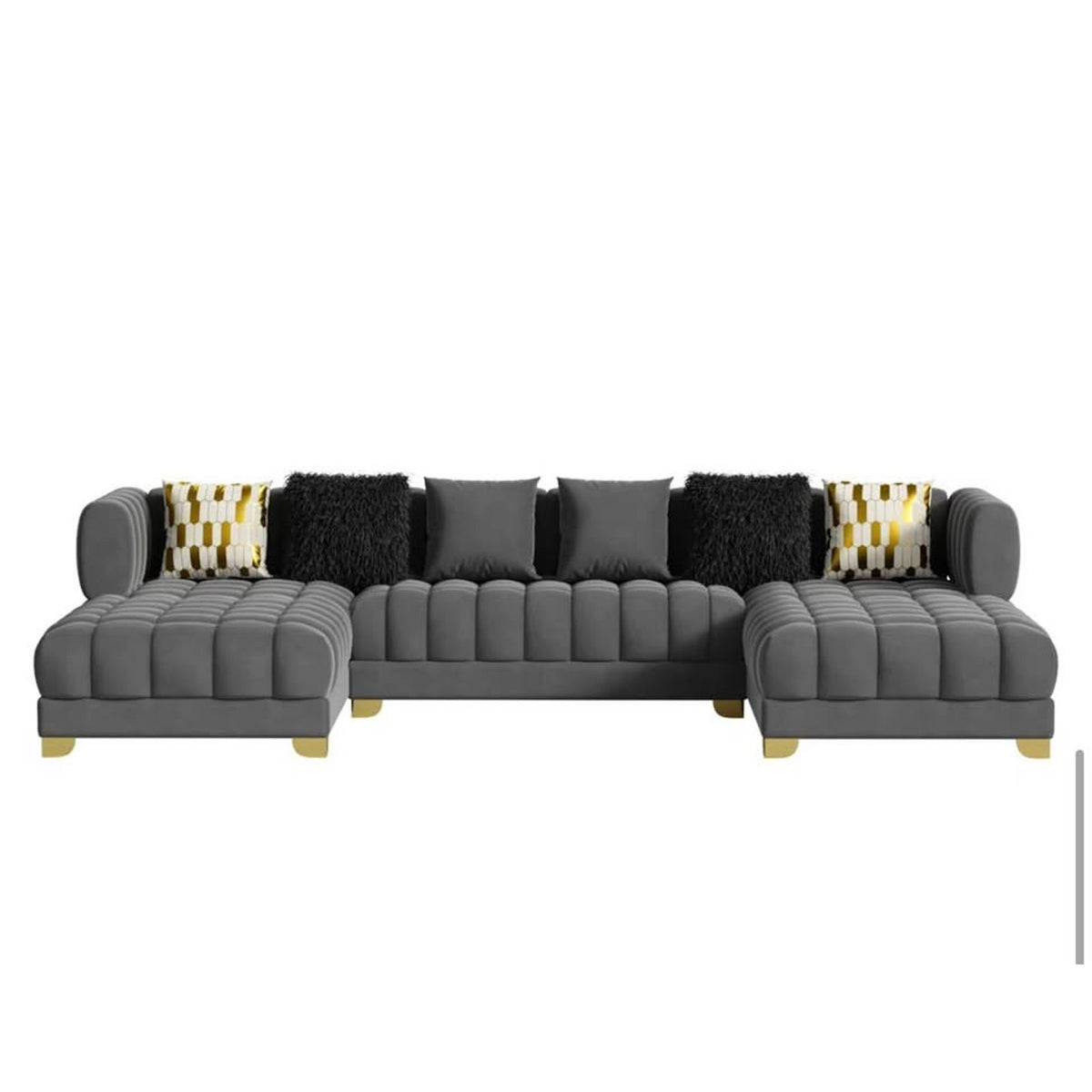 Gray Velvet U-Shaped Sectional | Retail $3,000+ | Only $875 | Delivery Available