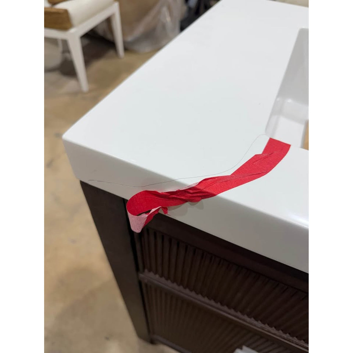 30” Bathroom Vanity - Cracked Top - $1,000 Retail Birch Lane - Dark Wood Base - Delivery Available