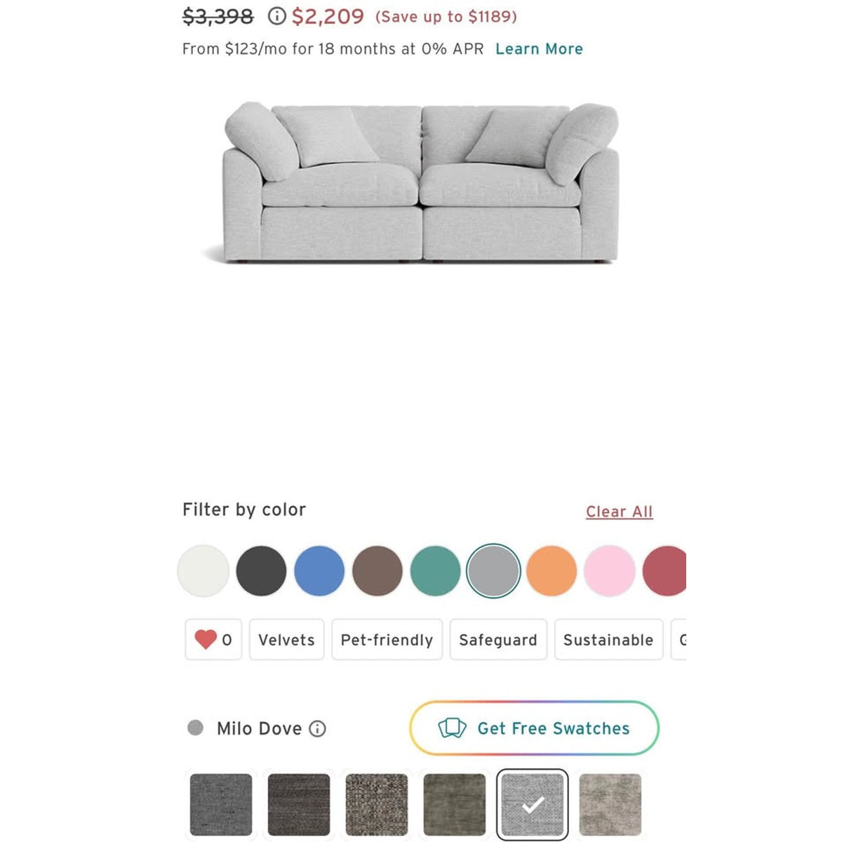 Brand New Joybird Bryant Modular Sofa - 2pcs Milo Grey -OPTIONS - $3398 Retail - Delivery Available!