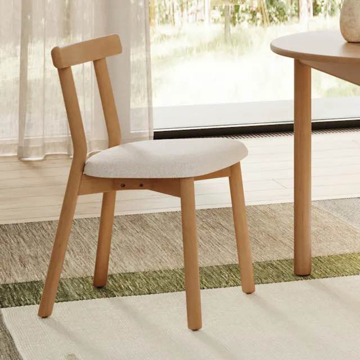 New Article Ulka Dining Chairs – White Oak & Ratine Ivory – Set of 6 – $954 Retail – Delivery Availa
