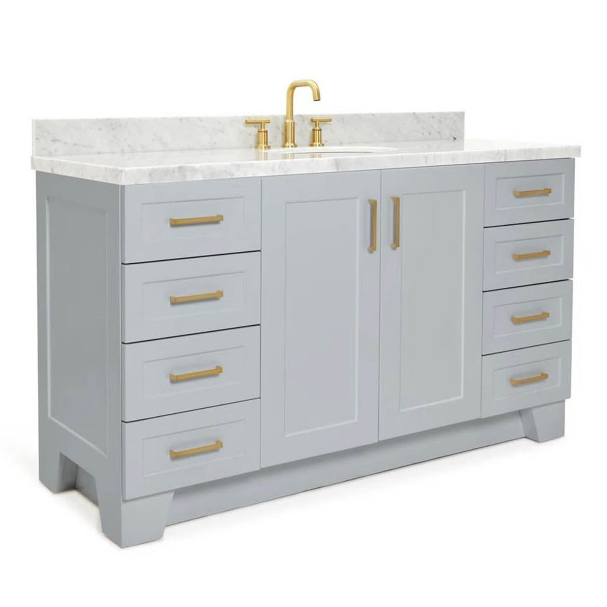 Brand New 60” Gray Bathroom Vanity with Carrara Marble Top | $1400+ Retail - Delivery Available