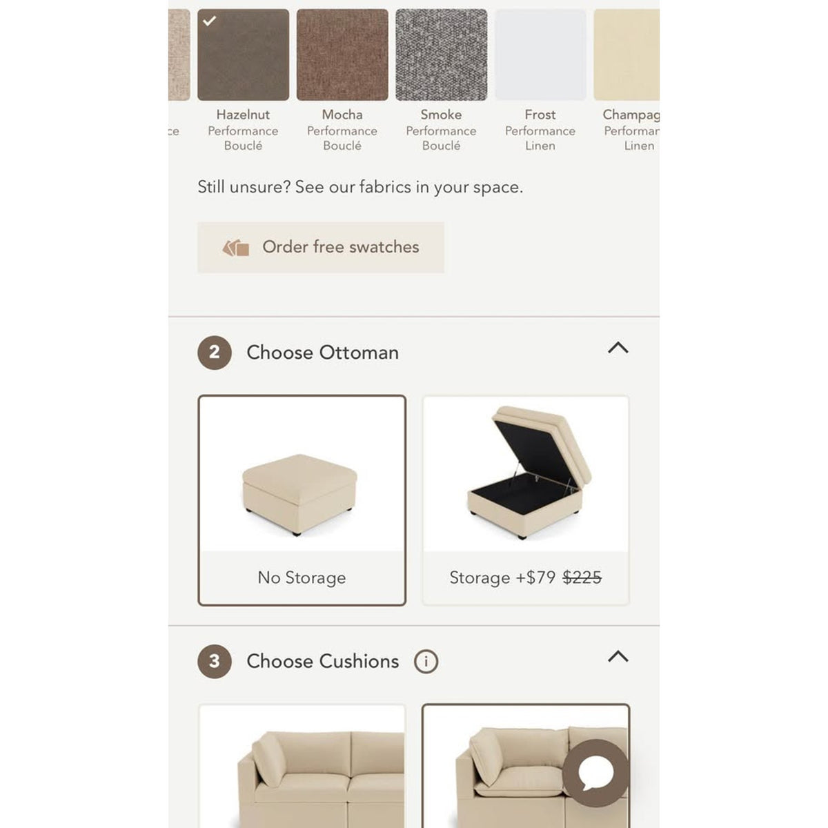 Albany Park Kova Pillow Cushion Sofa + Ottoman | Hazelnut Performance Bouclé | 122” - Delivery