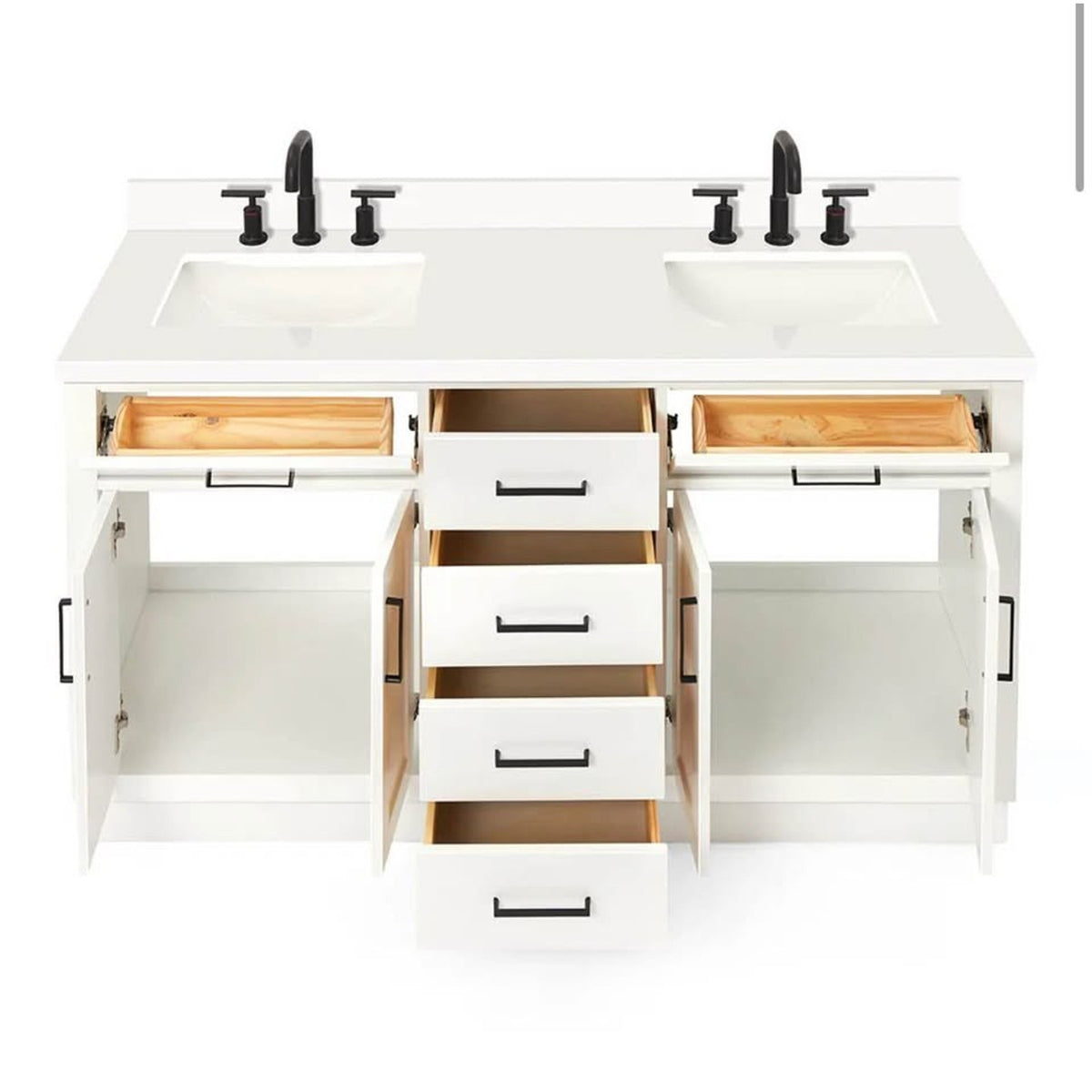 New White 60” Solid Wood Double Vanity – $3,975 Retail – Delivery Available