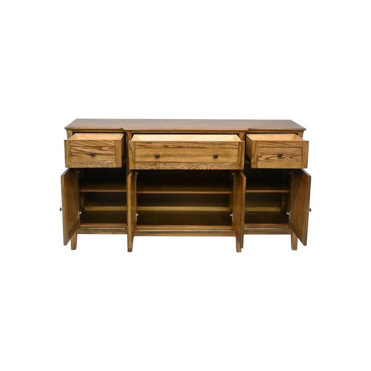 65” Solid Wood Sideboard / Storage Cabinet – Oak Finish | DELIVERY AVAILABLE