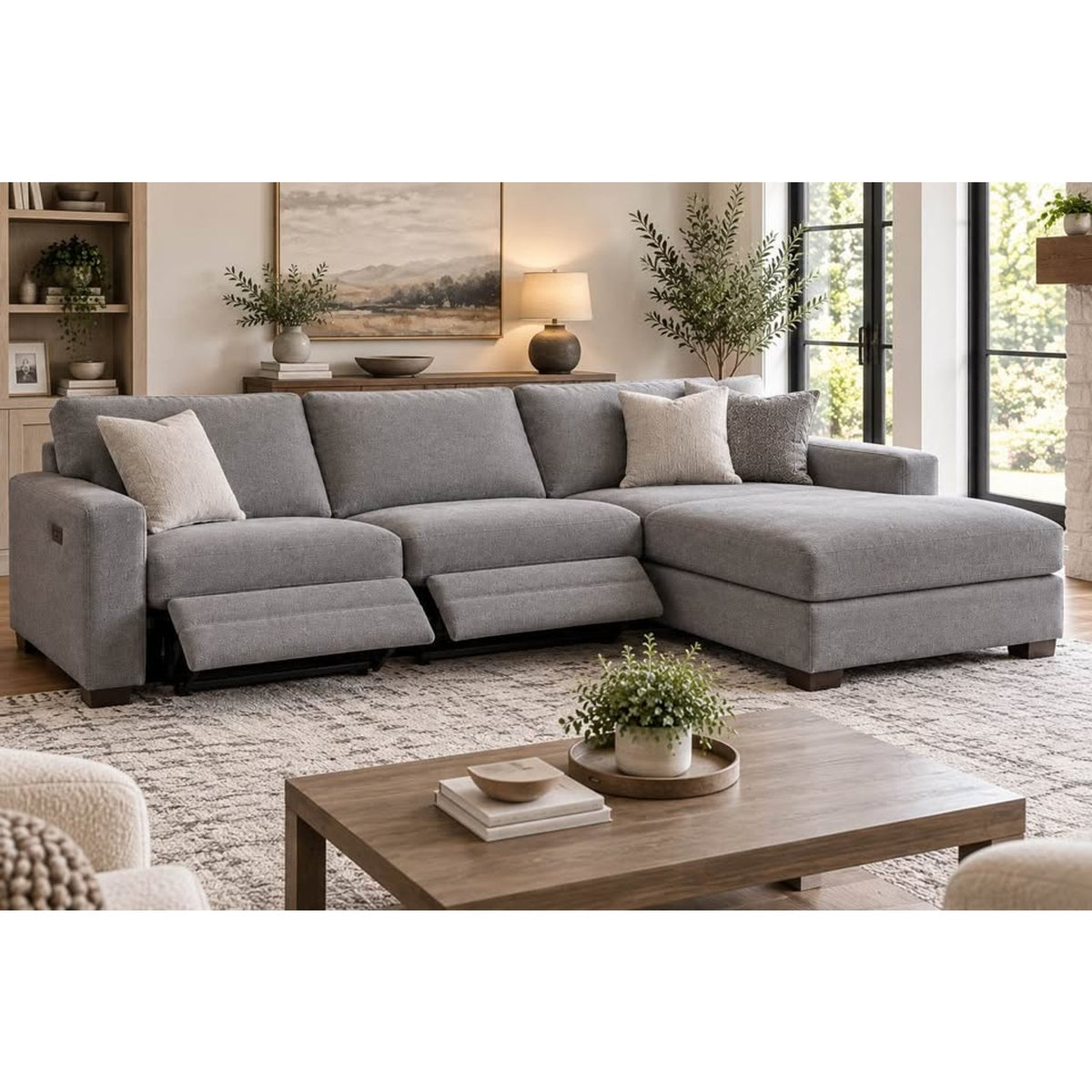 New Thomasville Miles Gray Power Sectional w/ Chaise | $1,699 Retail | Delivery Available